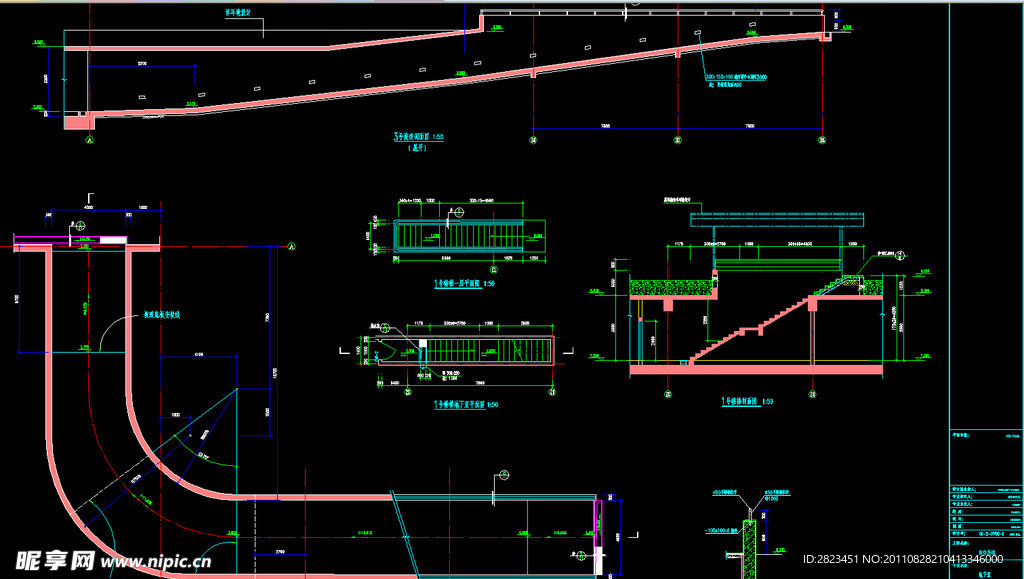 地下室3号坡道 1号楼梯详图