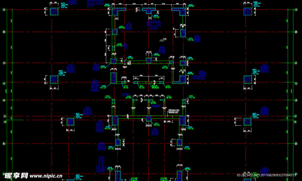 4号楼地下室墙柱配筋图