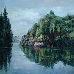 庐山风景水粉画