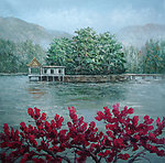 庐山风景水粉画