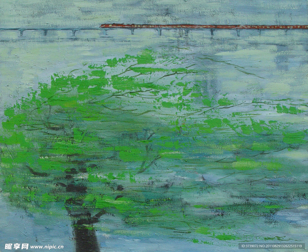铁路水粉画