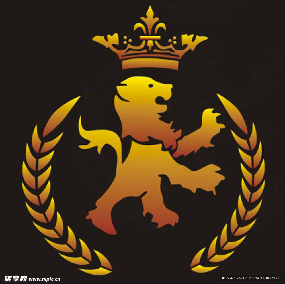 狮子皇冠麦穗徽标