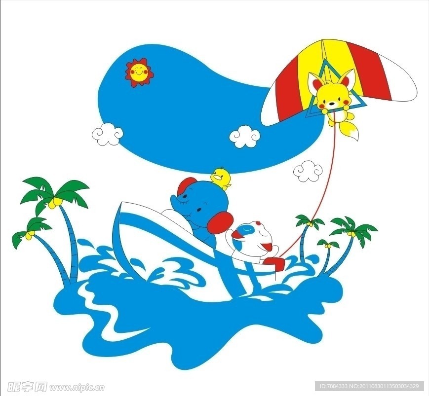 大象带领老鼠海上漂游