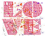 墨迹情人节love字母背景
