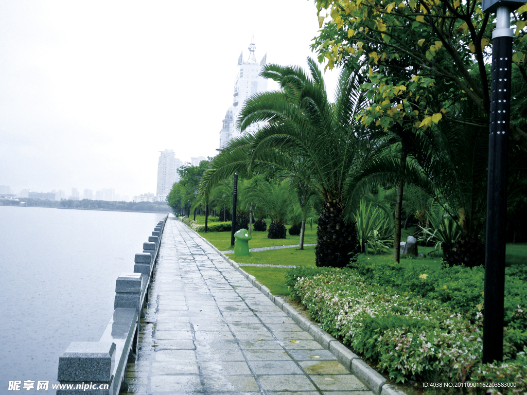 厦门筼筜湖雨景