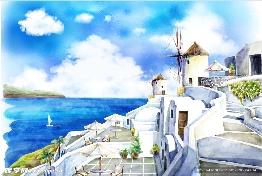 夏天风景插画
