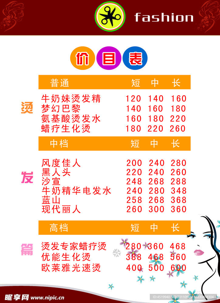 价格表