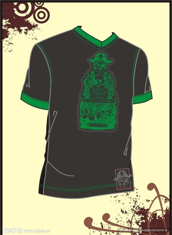 男装 T shirt 印花设计 海盗船长