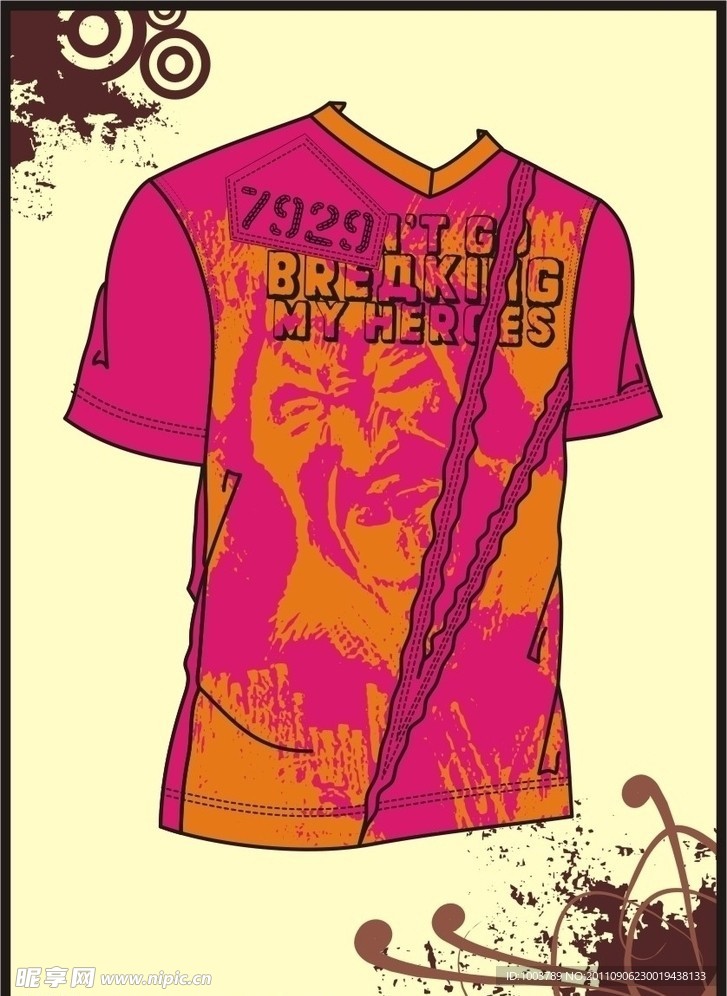 男装 T shirt 印花设计 摇滚狂人