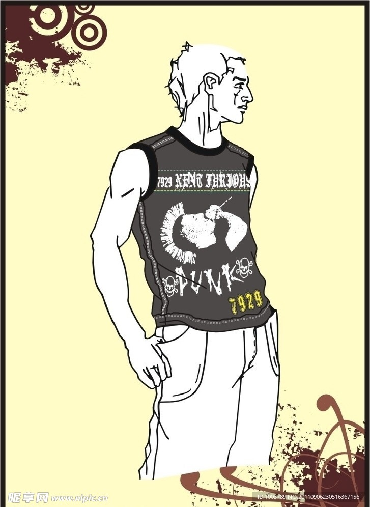 男装 T shirt 印花设计 朋克说唱乐