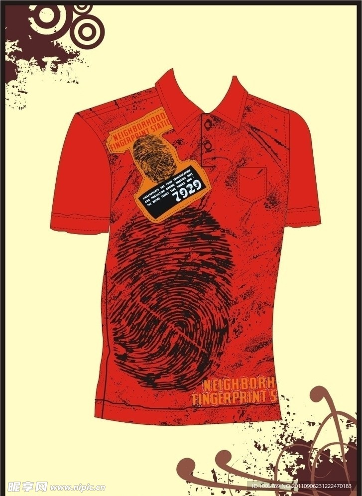 男装 T shirt 印花设计 手指纹印花