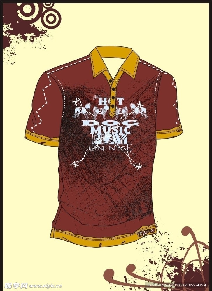 男装 T shirt 印花设计 赛狗图腾