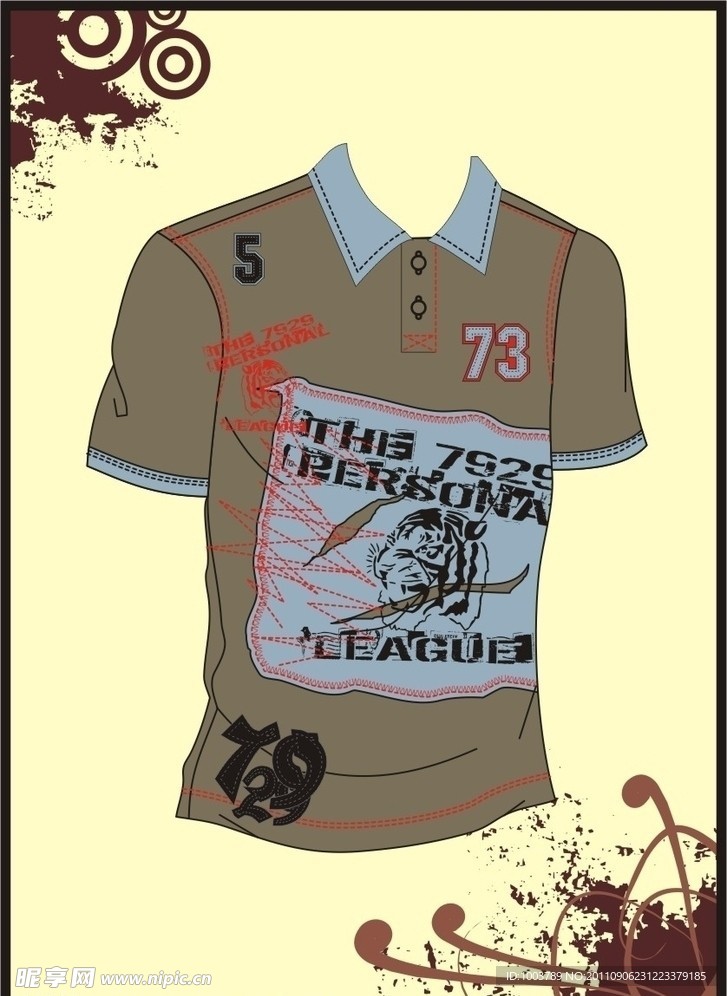 男装 T shirt 印花设计 贴布绣加破烂