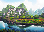 桂林山水油画