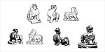 矢量古代石狮