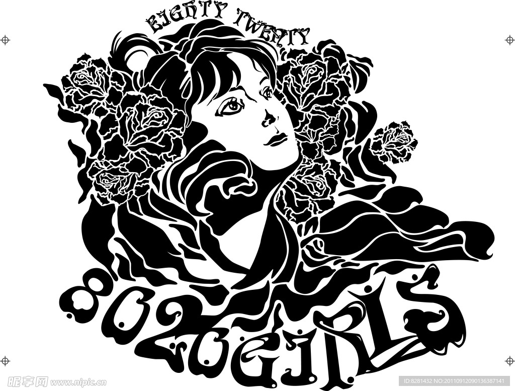 玫瑰 女人印花