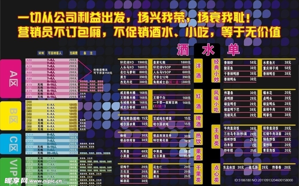 娱乐城 KTV酒水价目单