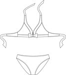 服装平面图 泳装 儿童比基尼