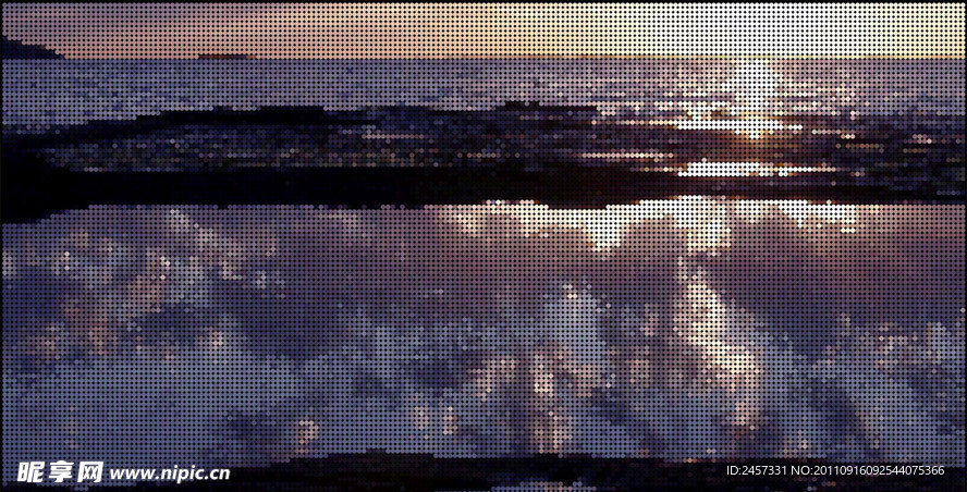日落海洋马赛克背景