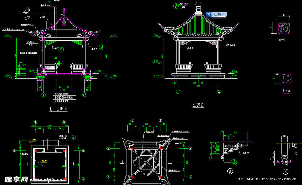 观景亭建筑施工图