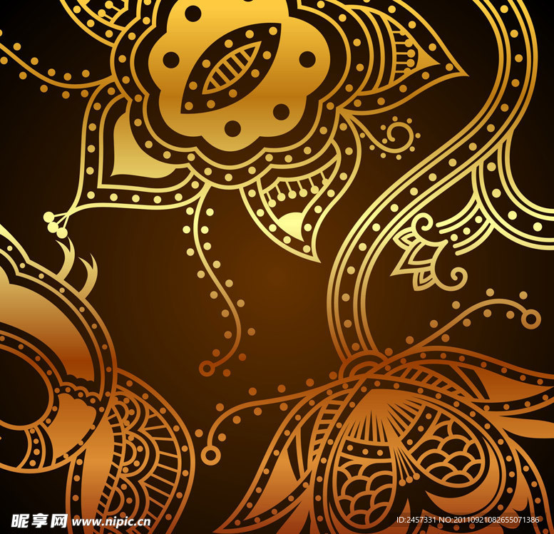 金色欧式梦幻花纹花朵