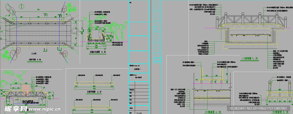 园林木桥施工图