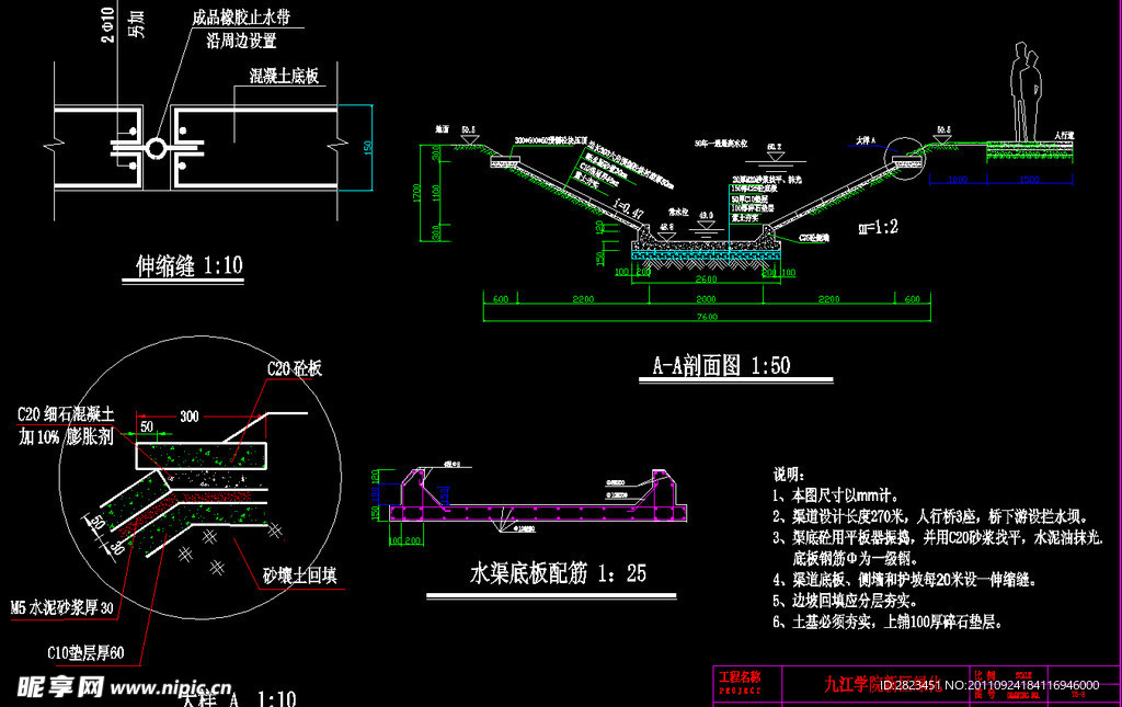 排水渠剖面结构详图