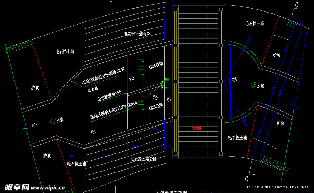 排水渠水泥桥段平面