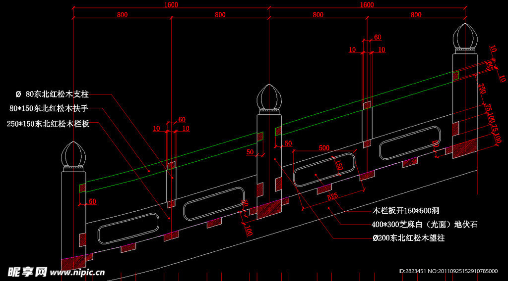 1号仿古桥护栏安装详图
