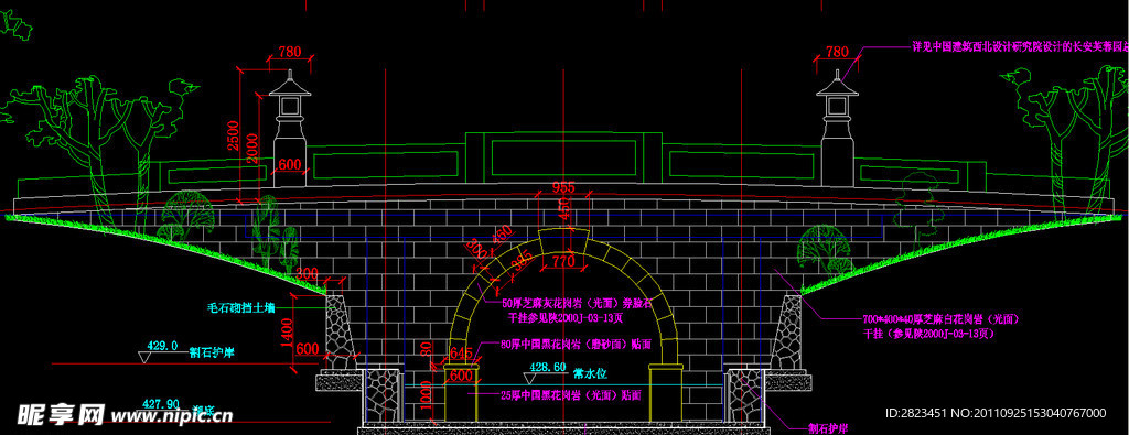 3号仿古桥装饰立面图