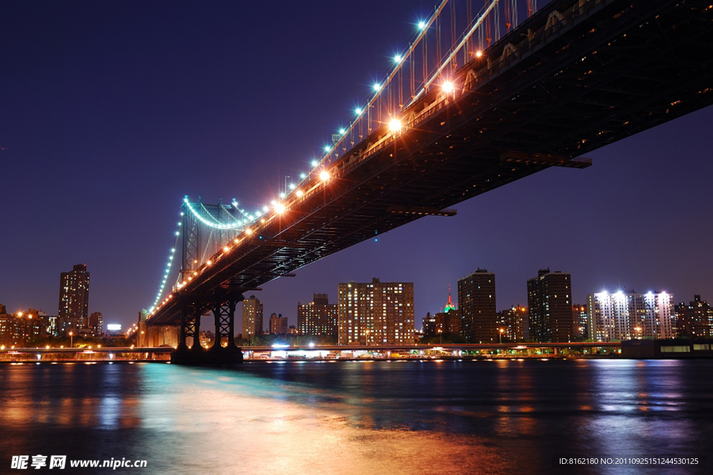 纽约 夜景 桥(非高清)