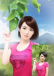 手绘清新美女