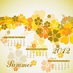 2012日历夏天时尚花纹梦幻背景