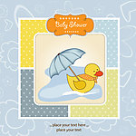 手绘可爱小鸭雨伞花纹卡片