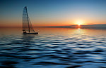 帆船夕阳