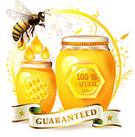蜜蜂和蜂蜜梦幻花纹标签