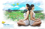 背靠背的健身女孩
