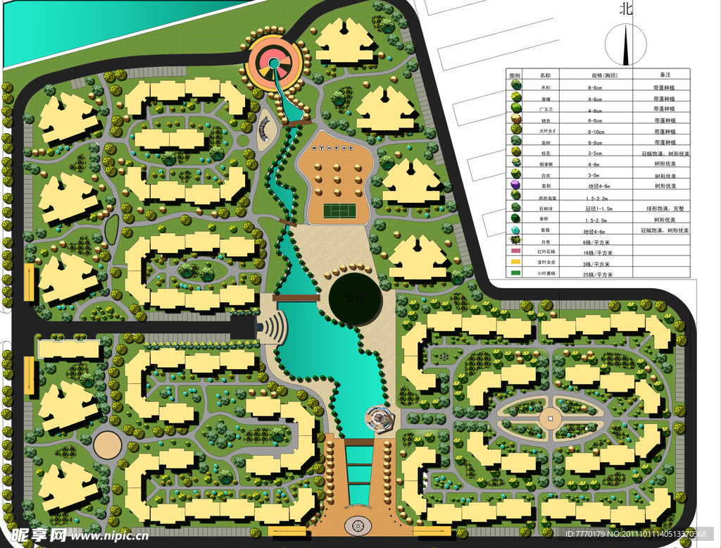 小区平面图 植物配置