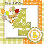 四岁宝宝生日贺卡