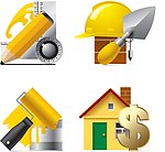 施工工具图标矢量