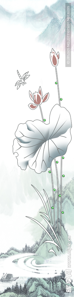 荷花移门图案