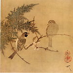 腊梅双禽图页