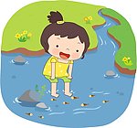 河边捉鱼