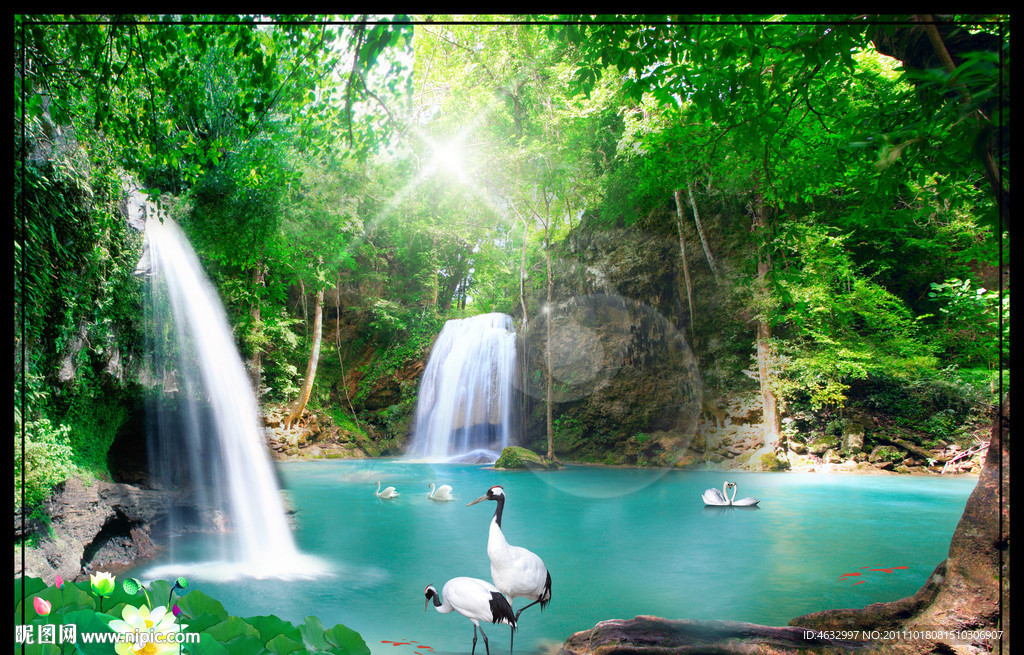 自然风光 湖边风景 流水生财