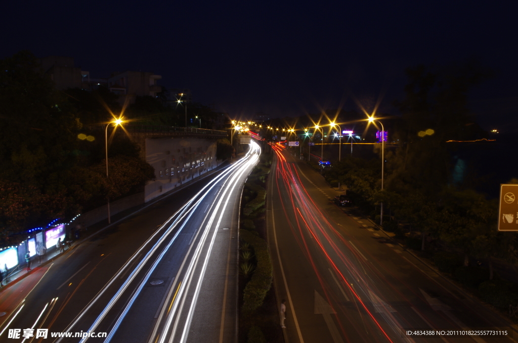 厦门夜景 车灯
