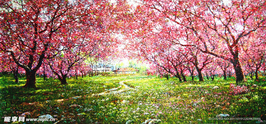 樱花油画装饰画