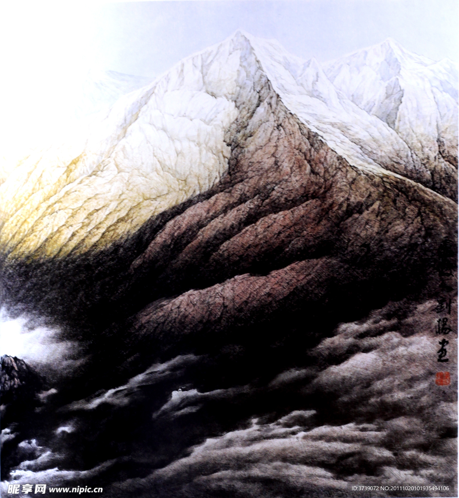 手绘山川