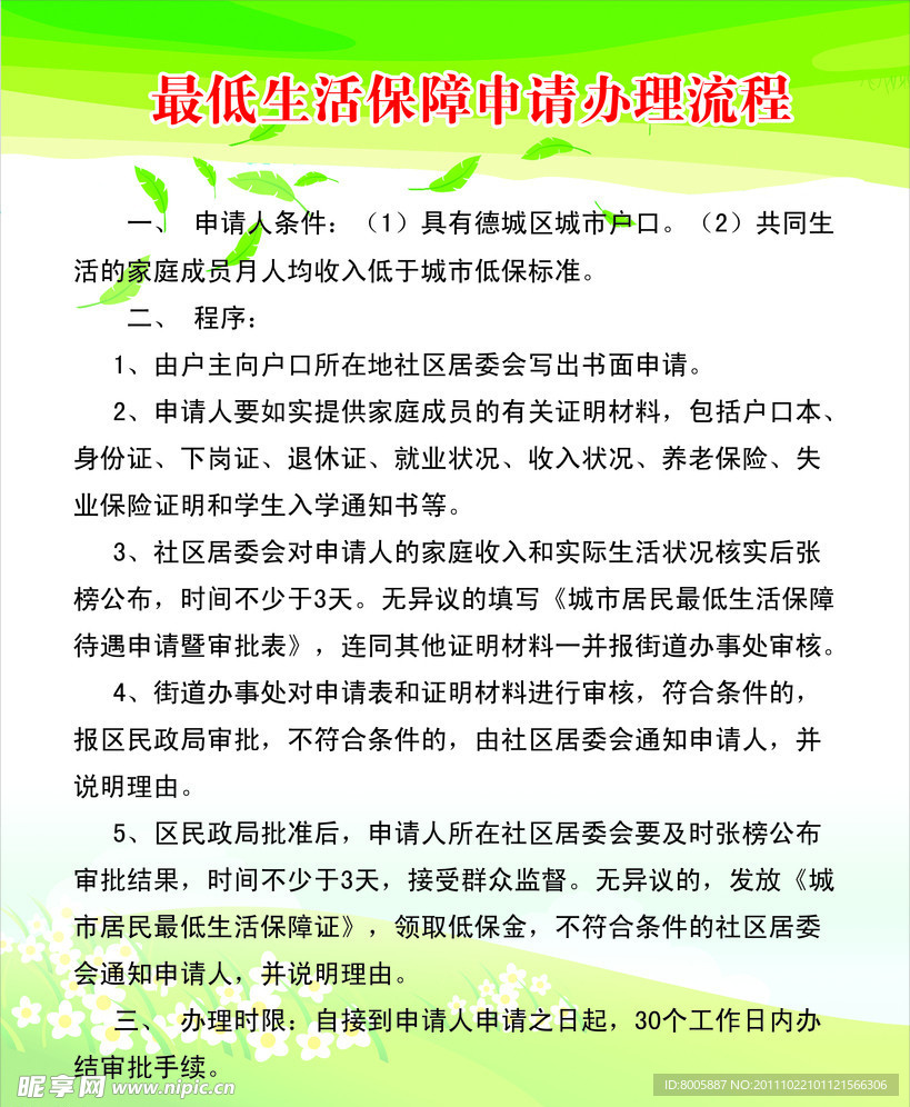 最低生活保障办理流程