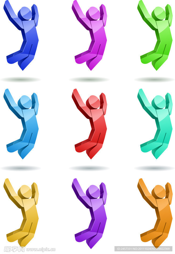 3d跳跃人物logo设计