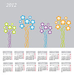 线条时尚花纹花朵2012日历